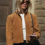 High Collar Zip Slim Short Jacket
