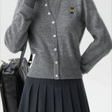 Wool Blend College Style Cardigan