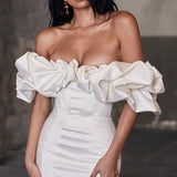 Corset Ruffled Off-Shoulder Strapless Bodycon Party Dress