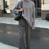 Casual Solid Color Pullover Sweater