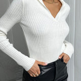 Elegant Polo Neck Knit Sweater