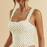 Chic Polka Dot Bustier Sleeveless Tank Top