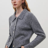 Wool Polo Neck Button Cardigan