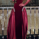 Crystal-Embellished Ruched Bustier Maxi Party Dress