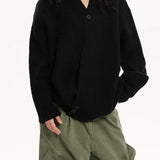 Chunky Knit Cross Button Sweater