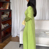 Solid V Neck Cotton Knit Bodycon Two Piece Set