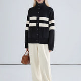 High Neck Color Block Knit Sweater