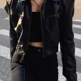 PU Leather Biker Bomber Jacket
