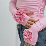 3D Floral Slim-Fit Long Sleeve Tee