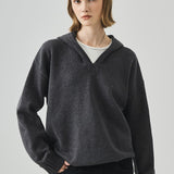 Slouchy V-Neck Hooded Sweater