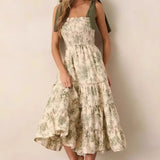 Sleeveless Halter Empire Waist Floral Dress