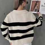 Striped Color Block Polo Sweater