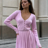 Sexy Knit Crop Top Two Piece Skirt Set