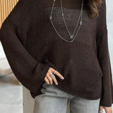 Casual Hollow Knit Pullover Sweater