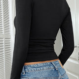 Lace Button Detail V-Neck Knit Top