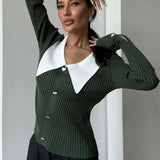 Color Block Polo Knit Sweater