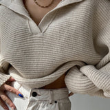 Long Sleeve Collar Knit Sweater