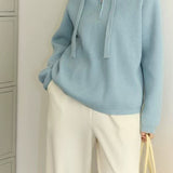 Drawstring Hooded Knit Sweater