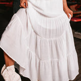 Boho Chic High Waisted Contrast Drawstring A Line Maxi Skirt