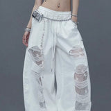 Ripped Lace Patchwork Relaxed Jeans
