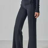 Solid Fitted Foldover Soft Pants