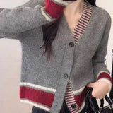 Long Sleeve Color-block Striped Sweater