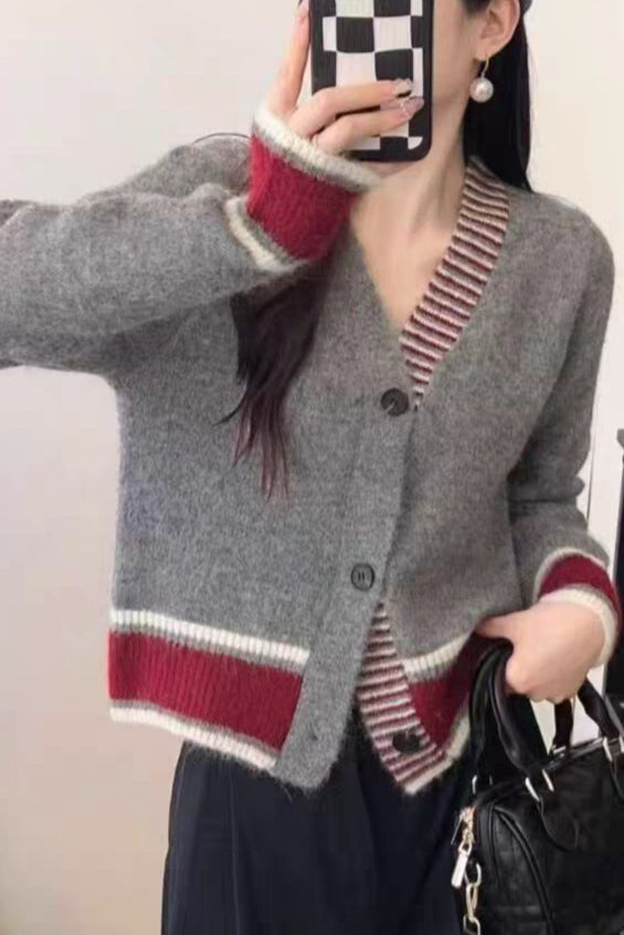 Long Sleeve Color-block Striped Sweater