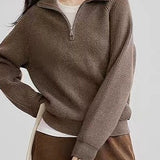 Half Zip Textured Knit Sweater