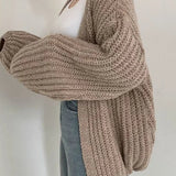 Chic Oversized Lantern Sleeve Cardigan