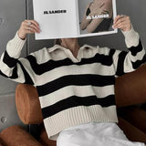 Striped Color Block Polo Sweater