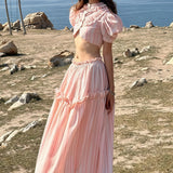 Strapless Cutout Crop Regular Shoulder Skirt Set