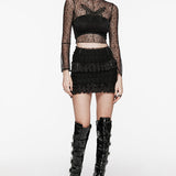 Women's Detachable Leather Loops Around The Waist Cute Personalized Rebellious Club Skirt