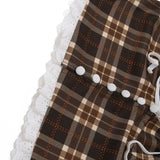 Sexy Plaid Lace Trim Halter Crop Top