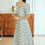 Printed Square Neck Floral Dress