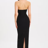 Collared Backless Slit Maxi Dress