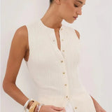 Sleeveless Cropped Knit Cardigan