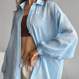 Solid Casual Chic Long Sleeve Blouse