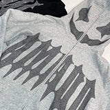 Rhinestone Zipper Oversized Hoodie