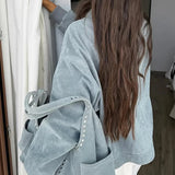 Suede Lantern Sleeve Loose Jacket
