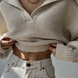 Long Sleeve Collar Knit Sweater