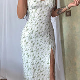 Sleeveless Split Maxi Floral Dress