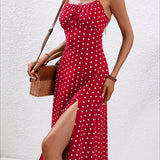 Spaghetti Strap Slit Floral Dress