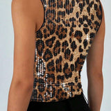 Leopard Sequin Bustier Crop Top