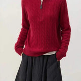 Cable Knit Half Zip Sweater