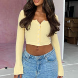 Fresh Knit Cropped Long Sleeve Blouse