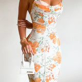 Sleeveless Printed Bodycon Floral Dress