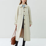 Classic Simple Lapel Silhouette Autumn New Waist Belt Long Trench Coats