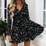 Fashion Women Boho Ruffle Floral Holiday Mini Sun Dress