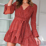 Fashion Women Boho Ruffle Floral Holiday Mini Sun Dress