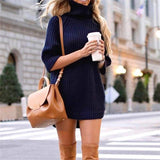 Fashion Women Casual Irregular Long Sweater Dress Knitted Sweater Top